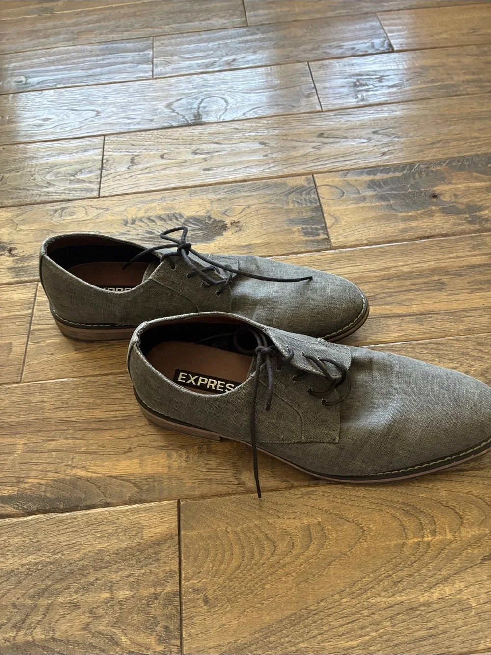 Express Men's Grey Canvas Derby Shoes - Lace-Up Oxfords